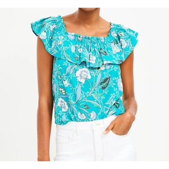 NWT Loft Floral Linen Blend Top Size S - Picture 1 of 8